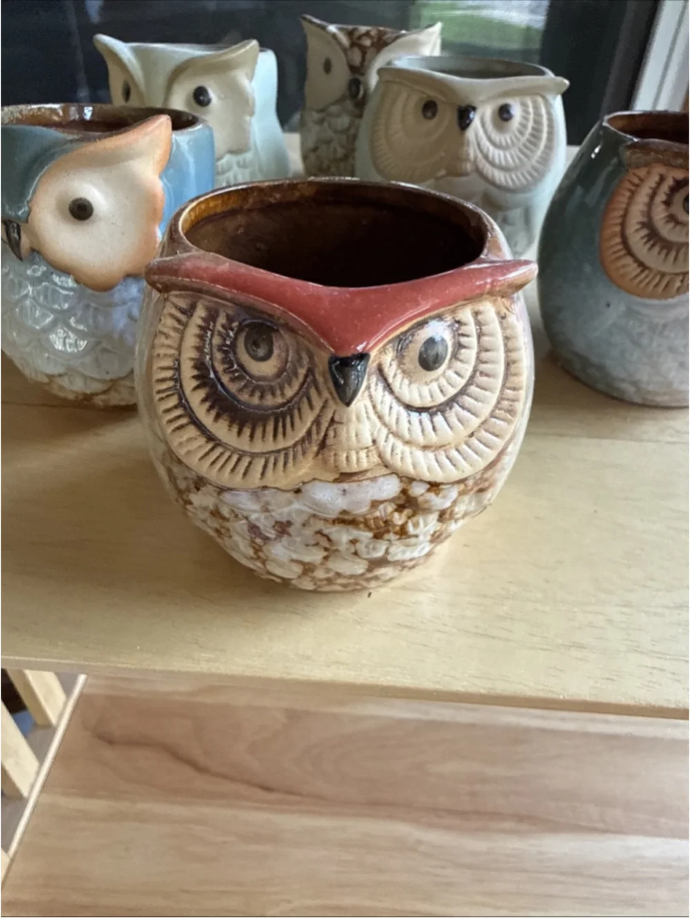 Small Ceramic Owl Succulent Planter Pots Set of 6
